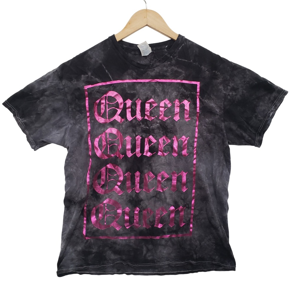 Delta‎ Apparel Queen Tie Dye Graphic T Shirt Womens Large Y2K Goth Alt Grunge